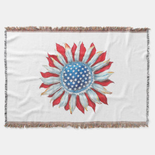 Sonnenblume American Flag 4. Juli Frauen Männer Me Decke