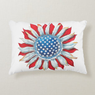 Sonnenblume American Flag 4. Juli Frauen Männer Me Dekokissen
