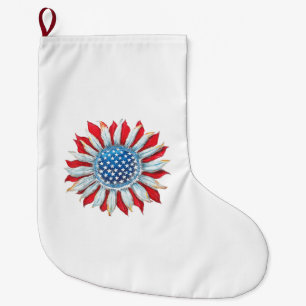 Sonnenblume American Flag 4. Juli Frauen Männer Me Großer Weihnachtsstrumpf