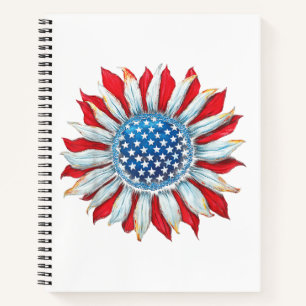 Sonnenblume American Flag 4. Juli Frauen Männer Me Notizblock