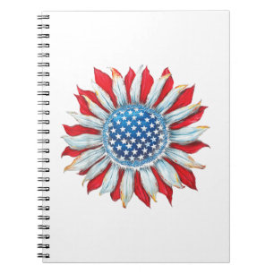 Sonnenblume American Flag 4. Juli Frauen Männer Me Notizblock