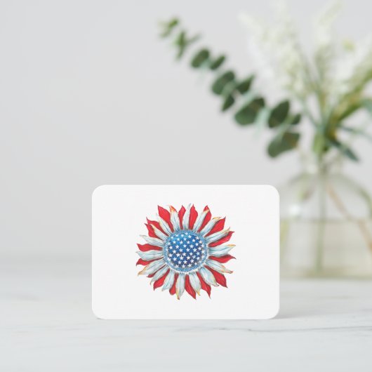 Sonnenblume American Flag 4. Juli Frauen Männer Me Visitenkarte (Stehend Vorderseite)