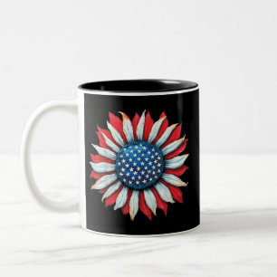 Sonnenblume American Flag 4. Juli Frauen Männer Me Zweifarbige Tasse