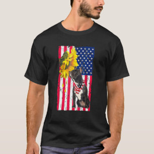 Sonnenblume Amerikanische Flagge Französische Bull T-Shirt