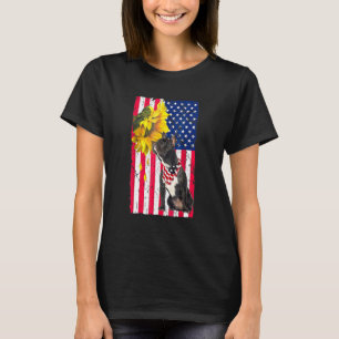 Sonnenblume Amerikanische Flagge Französische Bull T-Shirt
