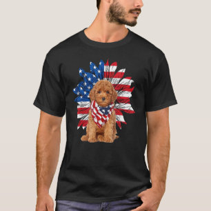 Sonnenblume Amerikanische Flagge Miniatur Pudel 4. T-Shirt
