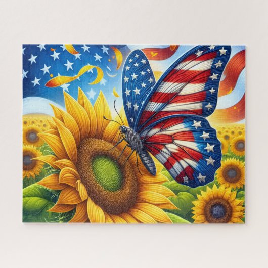Sonnenblume Amerikanischer Schmetterling Puzzle (Horizontal)