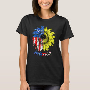 Sonnenblume Amerikanischer Unabhängigkeitstag Flag T-Shirt