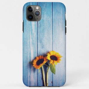 Sonnenblume an der blauen Holzwand Case-Mate iPhone Hülle