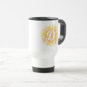 Sonnenblume Anfangsbuchstabe Name Monogramm Initia Reisebecher (VorderseiteRechts)