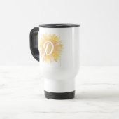 Sonnenblume Anfangsbuchstabe Name Monogramm Initia Reisebecher (Vorderseite Links)