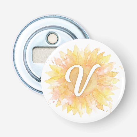 Sonnenblume Anfangsbuchstabe V Vorname Monogramm I Flaschenöffner (Vorderseite)