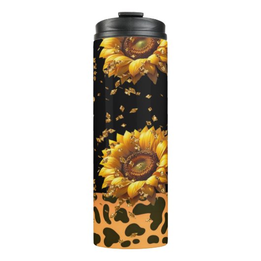 Sonnenblume Animal Print Tumbler Thermosbecher (Vorderseite)