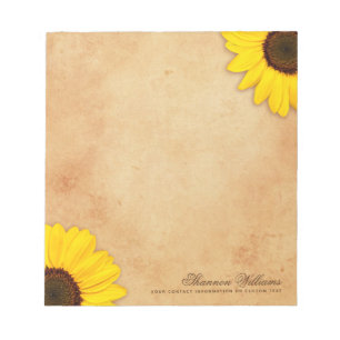 Sonnenblume antikes gealtertes Papier vintage Perg Notizblock