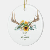 Sonnenblume Antlers Couple 1. Weihnachten Keramik Ornament (Links)