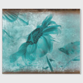 Sonnenblume Aquamarin Blau Vintag antike Textur Geschenkpapier (Flach)