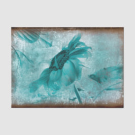 Sonnenblume Aquamarin Blauer Vintage Antike Textur Seidenpapier
