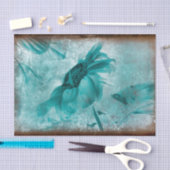 Sonnenblume Aquamarin Blauer Vintage Antike Textur Seidenpapier (Handwerk)