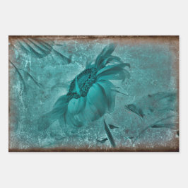 Sonnenblume Aquamarin Braun Vintag antike Grunge Geschenkpapier Set