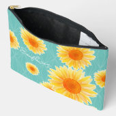 Sonnenblume Aquamarin Zubehörtasche (Offen)