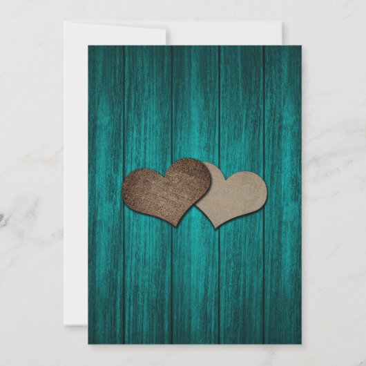 Sonnenblume Aquamarine Rustikal Holz Blumenzange H Einladung (Rückseite)