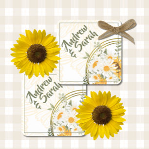 Sonnenblume Aquarell Blumen  Quadratischer Aufkleber