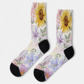 Sonnenblume Aquarell Design Socken (Linkes Detail)