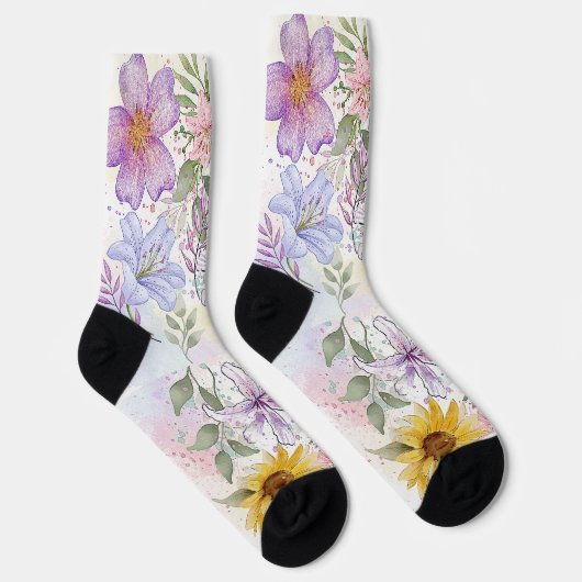 Sonnenblume Aquarell Design Socken (Rechts)