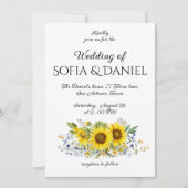 Sonnenblume Aquarell Hochzeit Einladung (Vorderseite)