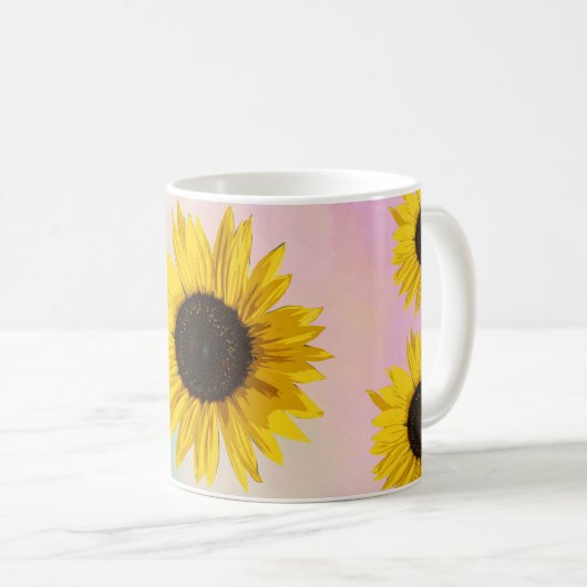 Sonnenblume-Aquarell Kaffeetasse (VorderseiteRechts)