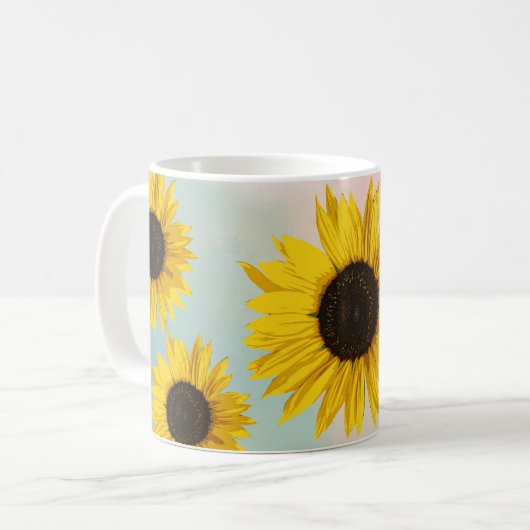 Sonnenblume-Aquarell Kaffeetasse (Vorderseite Links)