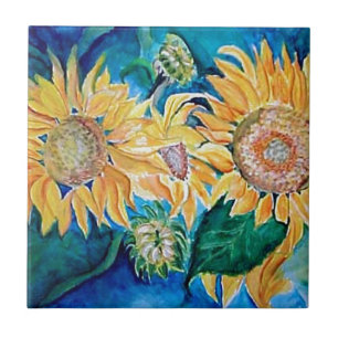 Sonnenblume-Aquarell-Kunst Fliese