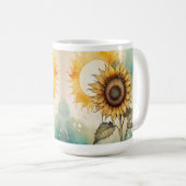 Sonnenblume Aquarell Tasse, Kaffeebecher Geschenk Kaffeetasse (VorderseiteRechts)