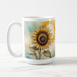Sonnenblume Aquarell Tasse, Kaffeebecher Geschenk Kaffeetasse