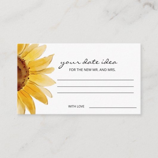 Sonnenblume Aquarellfarben Datum Nachttipps Datum Begleitkarte (Vorderseite)