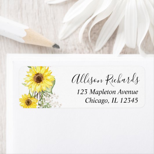 Sonnenblume Aquarellgelbe Rücksendeadresse (Insitu)