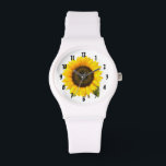 Sonnenblume Armbanduhr<br><div class="desc">Single große helle Sonnenblume. Klicken Sie auf "Anpassen",  um die Hintergrundfarbe zu ändern oder Text hinzuzufügen.</div>