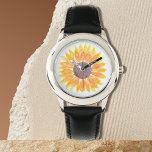 Sonnenblume Armbanduhr<br><div class="desc">Diese botanische Uhr ist mit einer gelben, wasserfarbenen Sonnenblume geschmückt. Original Wasserfarbe © Michele Davies.</div>