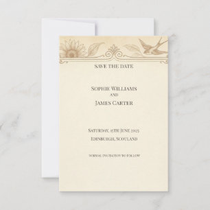 Sonnenblume Art Nouveau Save the Date Karte