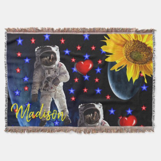 Sonnenblume Astronautenwirbel Blanket Decke (Vorderseite)