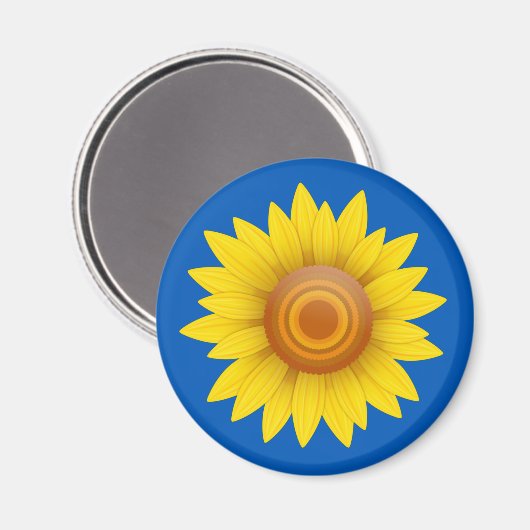Sonnenblume auf blau magnet (Vorderseite/Rückseite)