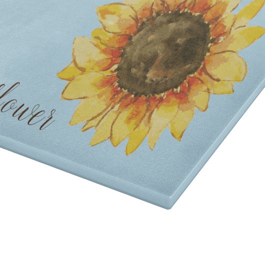 Sonnenblume auf blau schneidebrett (Ecke)