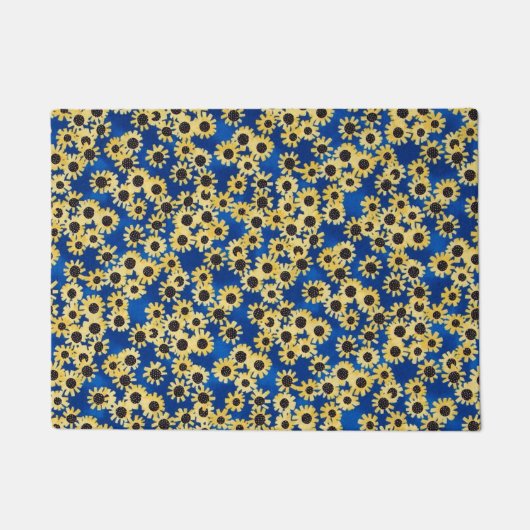 Sonnenblume auf blauer Fußmatte (Vorderseite)