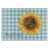 Sonnenblume auf Blue Gingham Schneidebrett (Vorderseite)