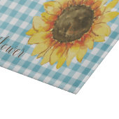 Sonnenblume auf Blue Gingham Schneidebrett (Ecke)