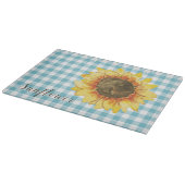 Sonnenblume auf Blue Gingham Schneidebrett (Ecke)