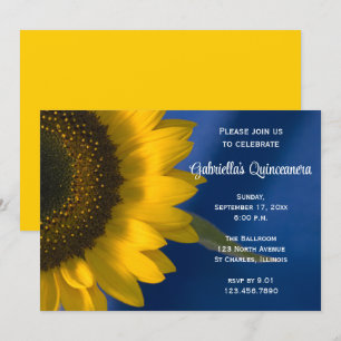 Sonnenblume auf Blue Quinceanera Einladung