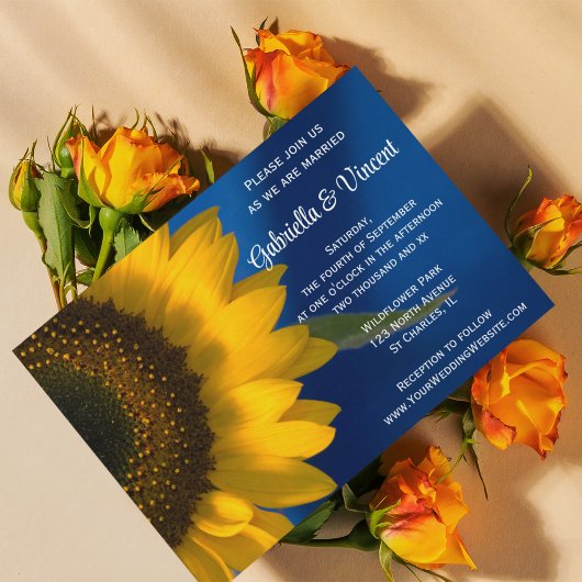 Sonnenblume auf Blue Wedding Einladung