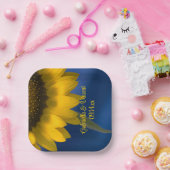 Sonnenblume auf Blue Wedding Pappteller (Party)