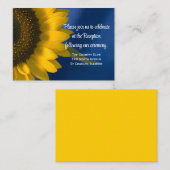 Sonnenblume auf Blue Wedding Reception Card Begleitkarte (Vorne/Hinten)